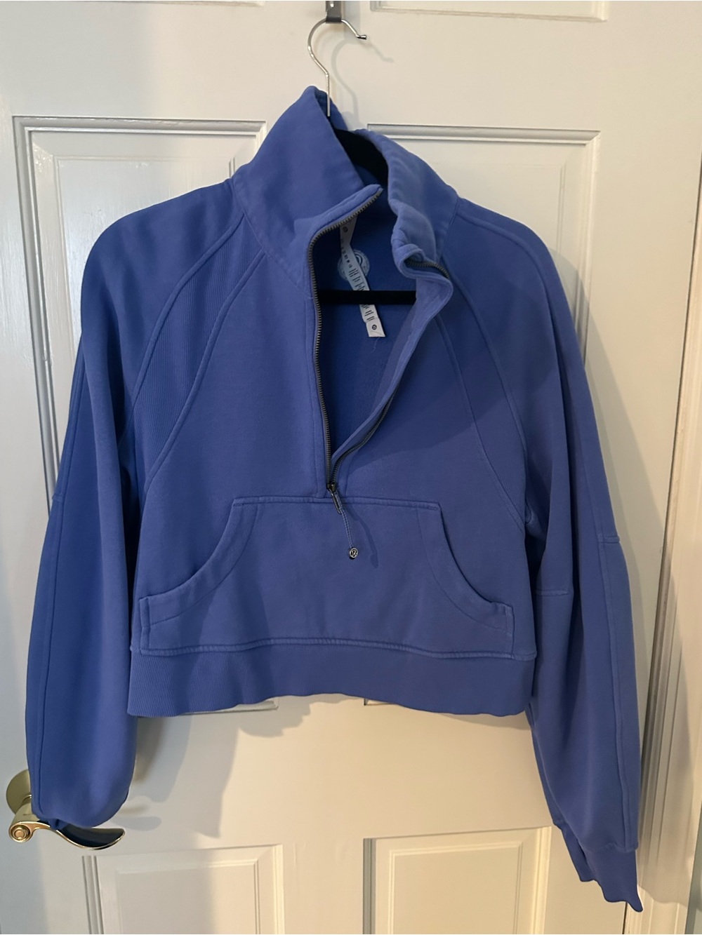 Lululemon woman’s funnel neck half zip  Cropped Quarter-Zip Pullover - Blue